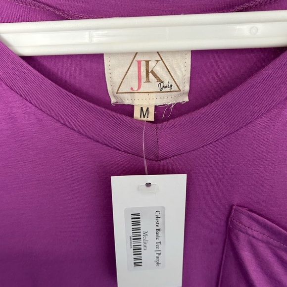 JK Designs Magenta Short Sleeve V-Neck Tee - Picture 2 of 3